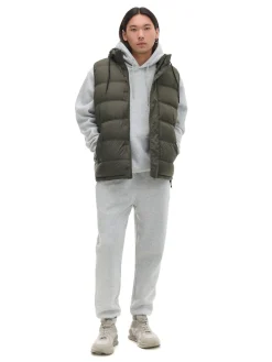 Cropp Kurtki, Płaszcze*Oliwkowa pikowana kamizelka z kapturem zielony