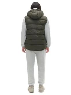 Cropp Kurtki, Płaszcze*Oliwkowa pikowana kamizelka z kapturem zielony