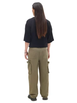 Cropp Spodnie*Oliwkowe spodnie loose z regulacją zielony