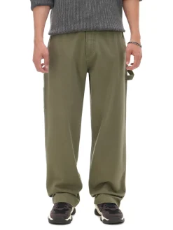 Cropp Baggy|Spodnie*Oliwkowe spodnie wide leg zielony