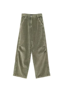 Cropp Spodnie*Oliwkowe sztruksowe spodnie zielony