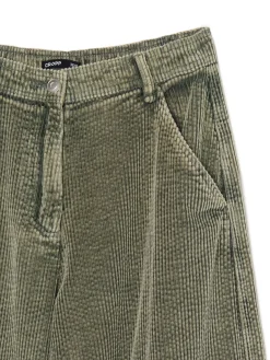 Cropp Spodnie*Oliwkowe sztruksowe spodnie zielony