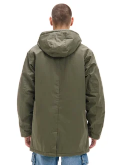 Cropp Kurtki Zimowe|Kurtki, Płaszcze*Oliwkowy płaszcz z kapturem zielony