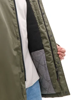 Cropp Kurtki Zimowe|Kurtki, Płaszcze*Oliwkowy płaszcz z kapturem zielony