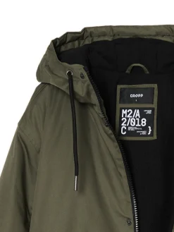 Cropp Kurtki Zimowe|Kurtki, Płaszcze*Oliwkowy płaszcz z kapturem zielony