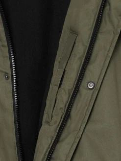 Cropp Kurtki Zimowe|Kurtki, Płaszcze*Oliwkowy płaszcz z kapturem zielony