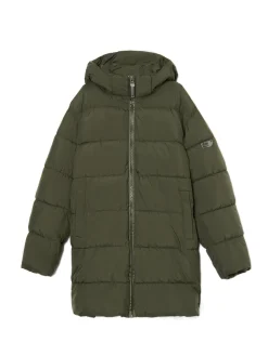Cropp Kurtki Zimowe|Kurtki, Płaszcze*Oliwkowy pikowany płaszcz z kapturem zielony