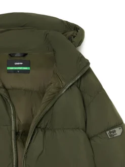 Cropp Kurtki Zimowe|Kurtki, Płaszcze*Oliwkowy pikowany płaszcz z kapturem zielony
