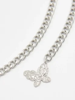 Cropp Paski*Pasek łańcuch z motylem srebrny