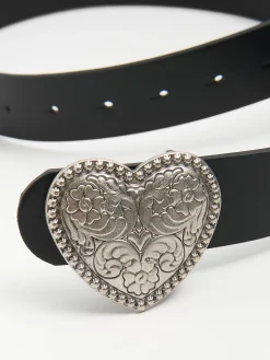 Cropp Paski*Pasek do spodni z motywem serca czarny