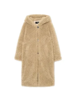 Cropp Kożuszki, Futerka|Kurtki, Płaszcze*Płaszcz ze sztucznego baranka beżowy