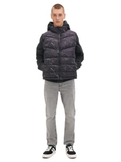 Cropp Kurtki, Płaszcze*Pikowana kamizelka z nadrukiem czarny