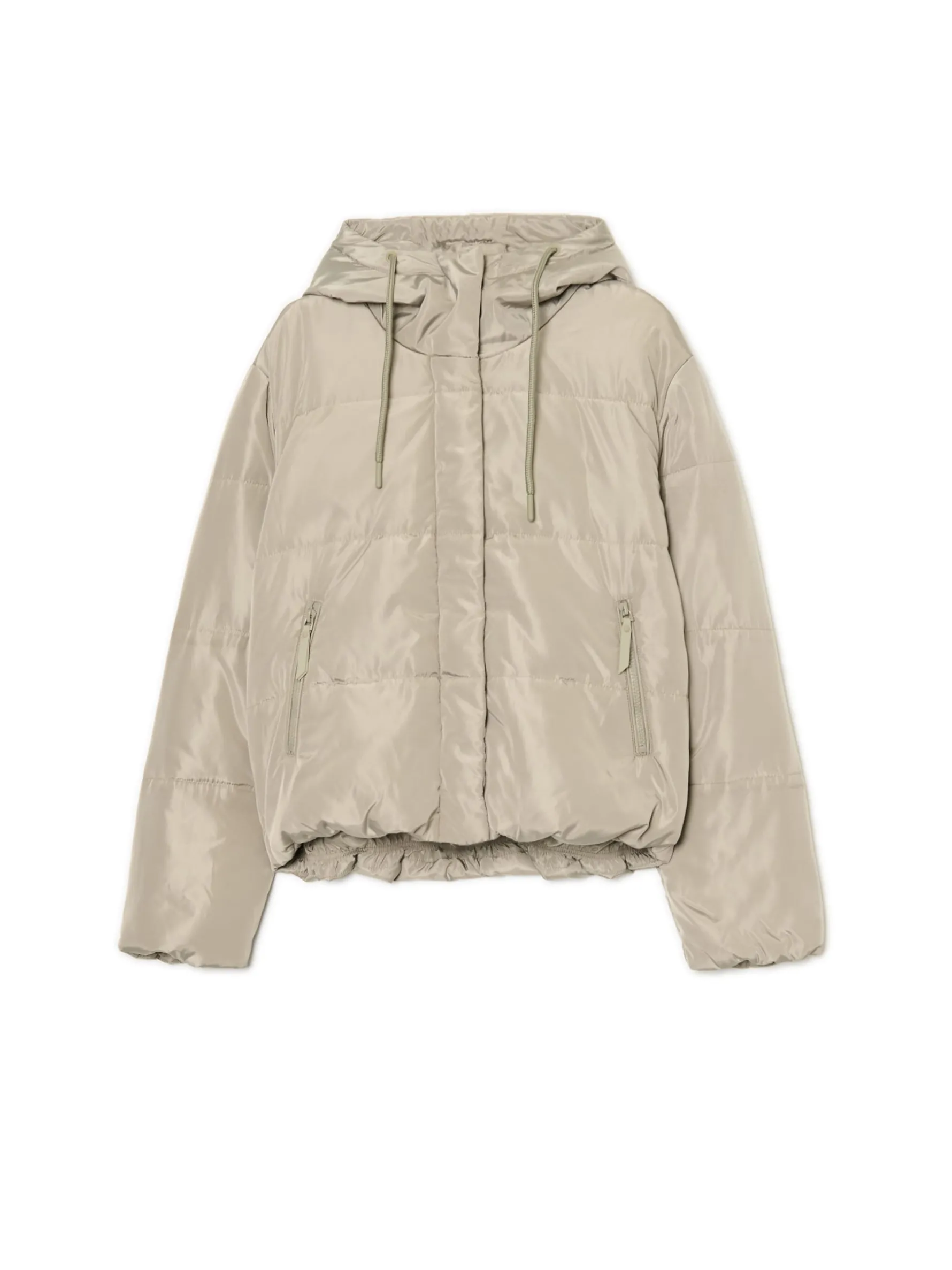 Cropp Kurtki, Płaszcze*Pikowana kurtka z kapturem zielony