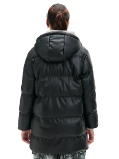 Cropp Kurtki, Płaszcze*Pikowany płaszcz ze sztucznej skóry czarny