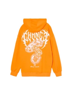 Cropp Unisex|Unisex*Pomarańczowa bluza z kapturem i nadrukiem UNISEX pomarańczowy