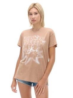 Cropp Koszulki, Topy*Pomarańczowa koszulka z nadrukiem pomarańczowy