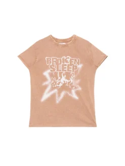 Cropp Koszulki, Topy*Pomarańczowa koszulka z nadrukiem pomarańczowy