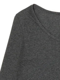 Cropp Koszulki, Topy*Prążkowana szara koszulka longsleeve szary