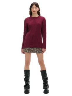 Cropp Swetry*Prążkowany sweter oversize kasztanowy