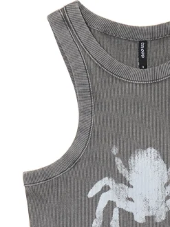 Cropp Koszulki, Topy*Prążkowany top z pająkiem szary