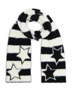 Cropp Szaliki*Puchaty szalik z motywem gwiazdy czarny