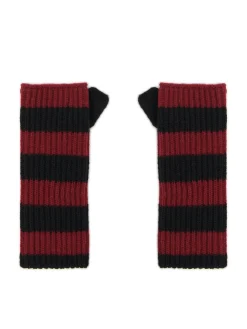 Cropp Rękawiczki*Rękawiczki mitenki w bordowe paski kasztanowy