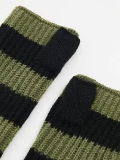 Cropp Rękawiczki*Rękawiczki mitenki w oliwkowe paski zielony
