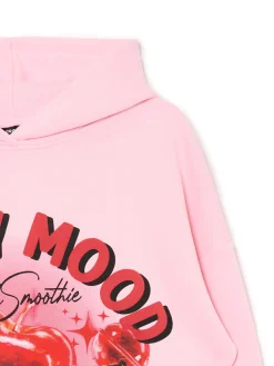 Cropp Bluzy*Różowa bluza z kapturem i nadrukiem różowy