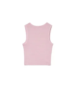 Cropp Koszulki, Topy*Różowa koszulka z głębokim dekoltem różowy