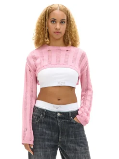 Cropp Swetry*krótki sweter różowy