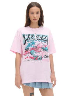 Cropp Koszulki, Topy*T-shirt z nadrukiem różowy