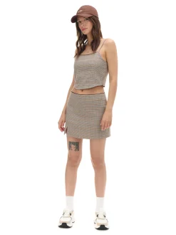 Cropp Spódnice|Sety*Spódnica mini w kratę z wiskozą brązowy