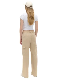 Cropp Spodnie*Spodnie straight z kieszeniami cargo kremowy