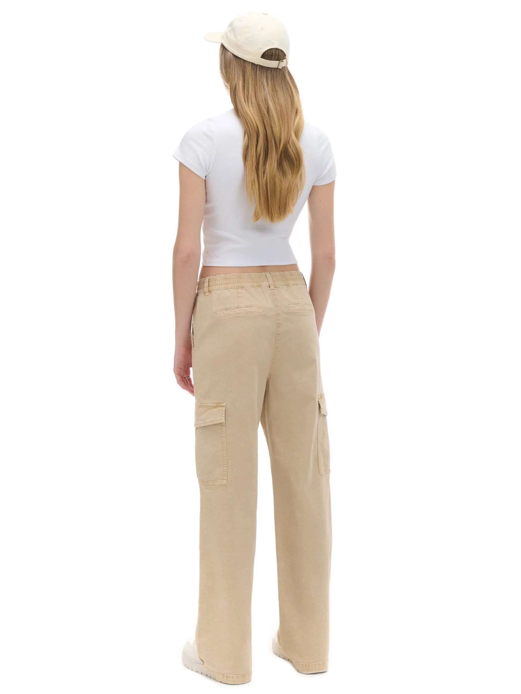 Cropp Spodnie*Spodnie straight z kieszeniami cargo kremowy