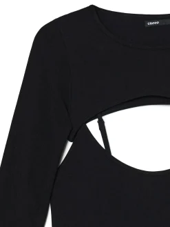 Cropp Sukienki, Kombinezony*Sukienka maxi z dodatkowymi rękawami czarny