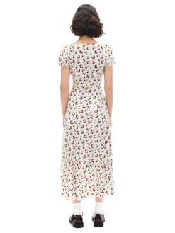 Cropp Sukienki, Kombinezony*Sukienka midi w wiśnie kremowy