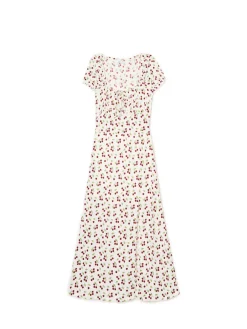 Cropp Sukienki, Kombinezony*Sukienka midi w wiśnie kremowy