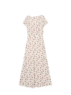 Cropp Sukienki, Kombinezony*Sukienka midi w wiśnie kremowy