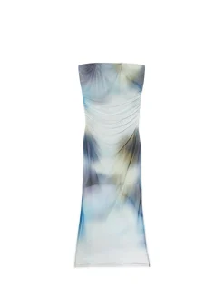 Cropp Sukienki, Kombinezony*Sukienka midi z ozdobnymi marszczeniami wielobarwny