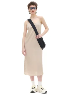 Cropp Sukienki, Kombinezony*Sukienka midi z wiskozy i lnu beżowy