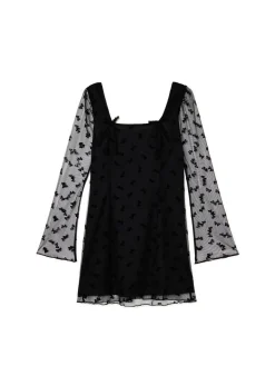 Cropp Sukienki, Kombinezony*Sukienka mini z dekoracyjną siateczką czarny