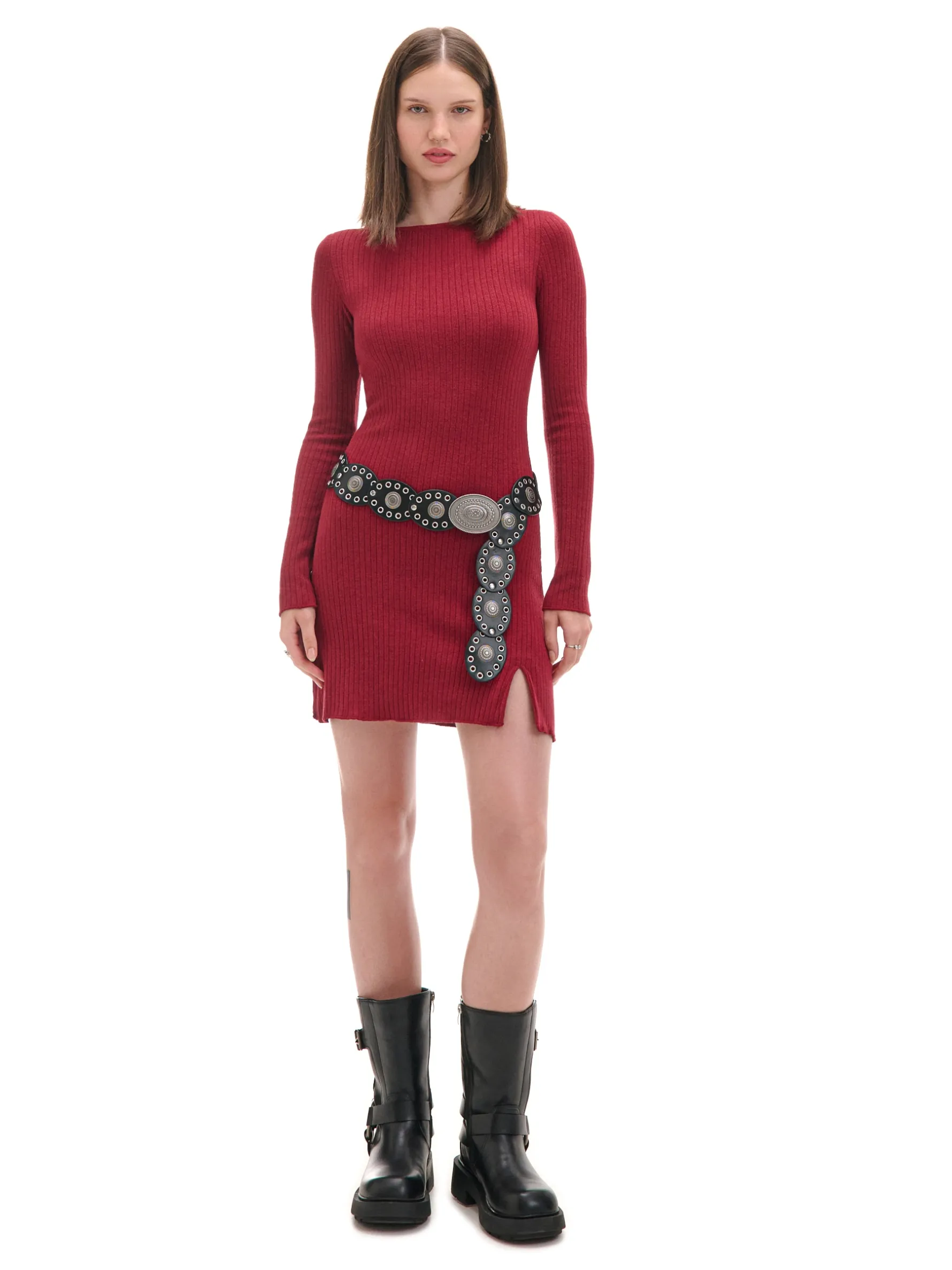 Cropp Sukienki, Kombinezony*Sukienka mini z długimi rękawami kasztanowy