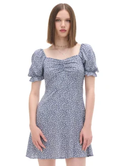 Cropp Sukienki, Kombinezony*Sukienka mini z kwiatowym wzorem all over surowygranatowy