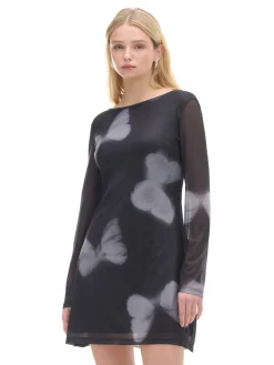 Cropp Sukienki, Kombinezony*Sukienka mini z siateczkowymi panelami czarny