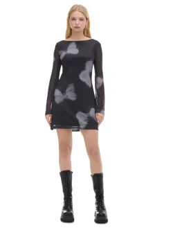 Cropp Sukienki, Kombinezony*Sukienka mini z siateczkowymi panelami czarny