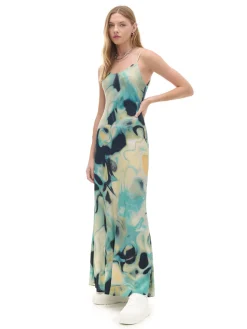 Cropp Sukienki, Kombinezony*Sukienka na ramiączkach z wiskozy niebieski