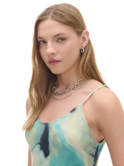 Cropp Sukienki, Kombinezony*Sukienka na ramiączkach z wiskozy niebieski