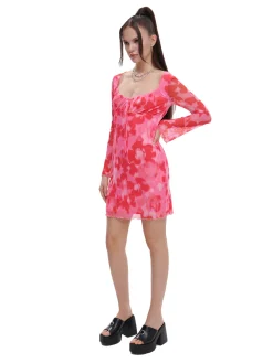 Cropp Sukienki, Kombinezony*Sukienka z kwiatowym motywem czerwony