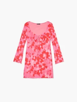 Cropp Sukienki, Kombinezony*Sukienka z kwiatowym motywem czerwony