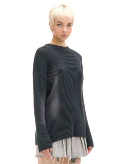 Cropp Swetry*Sweter oversize z efektem sprania czarny